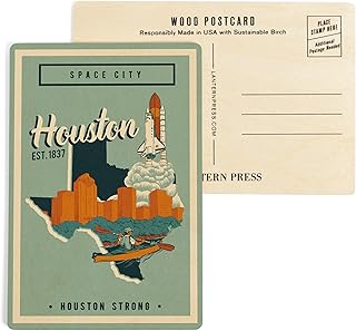 Houston, Texas, Urban Traveler (4x6 Birch Wood Postcards, 2-Pack Stationary, Rustic Home Wall Decor)