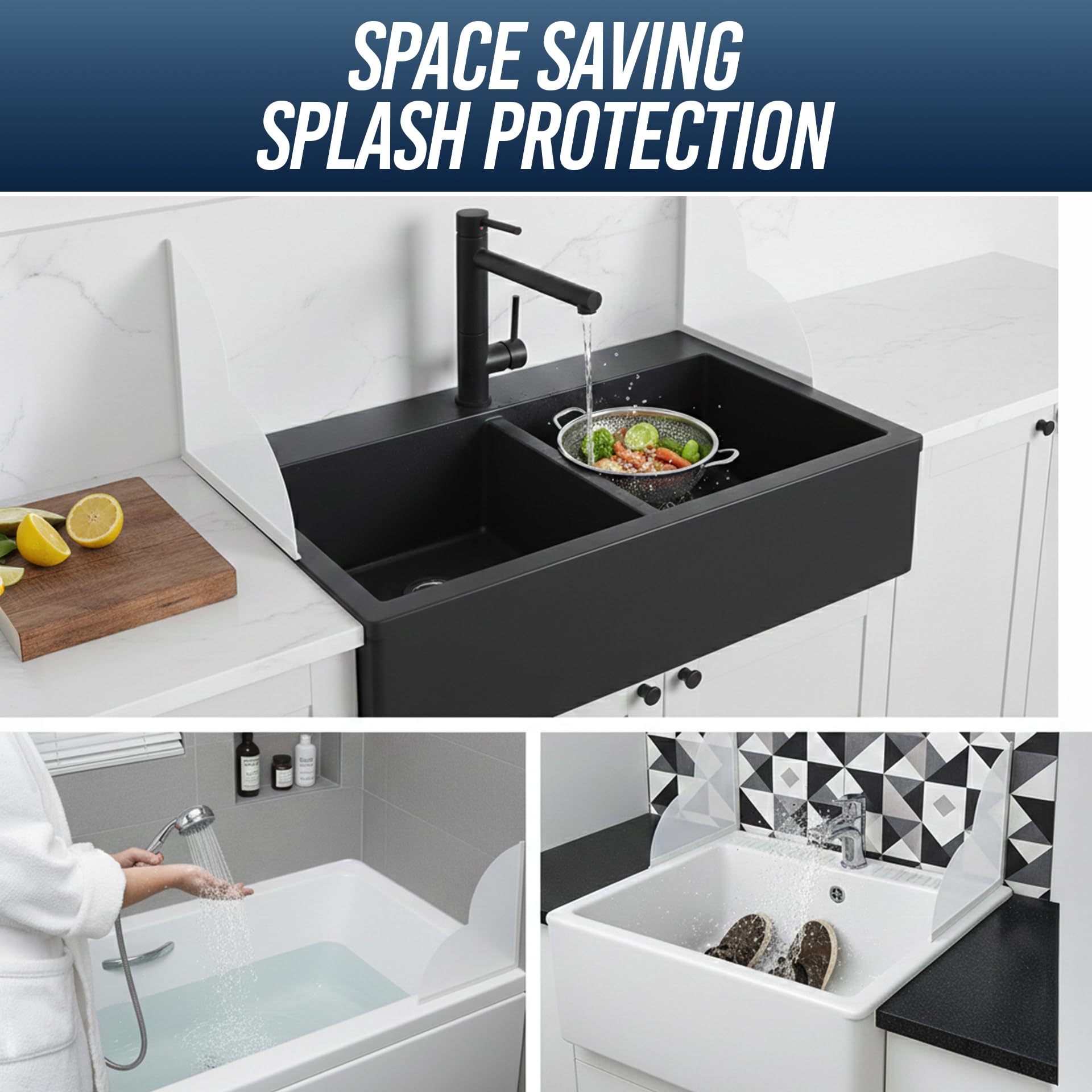 LustraBath Removable Tub Splash Guard 2 Pack, Bathtub Splash Guard with Silicone Base & Acrylic Shower Corner Water Guard, Self Adhesive Shower Splash Guards to Keep Water in Tub or Walk-in Shower - image 7