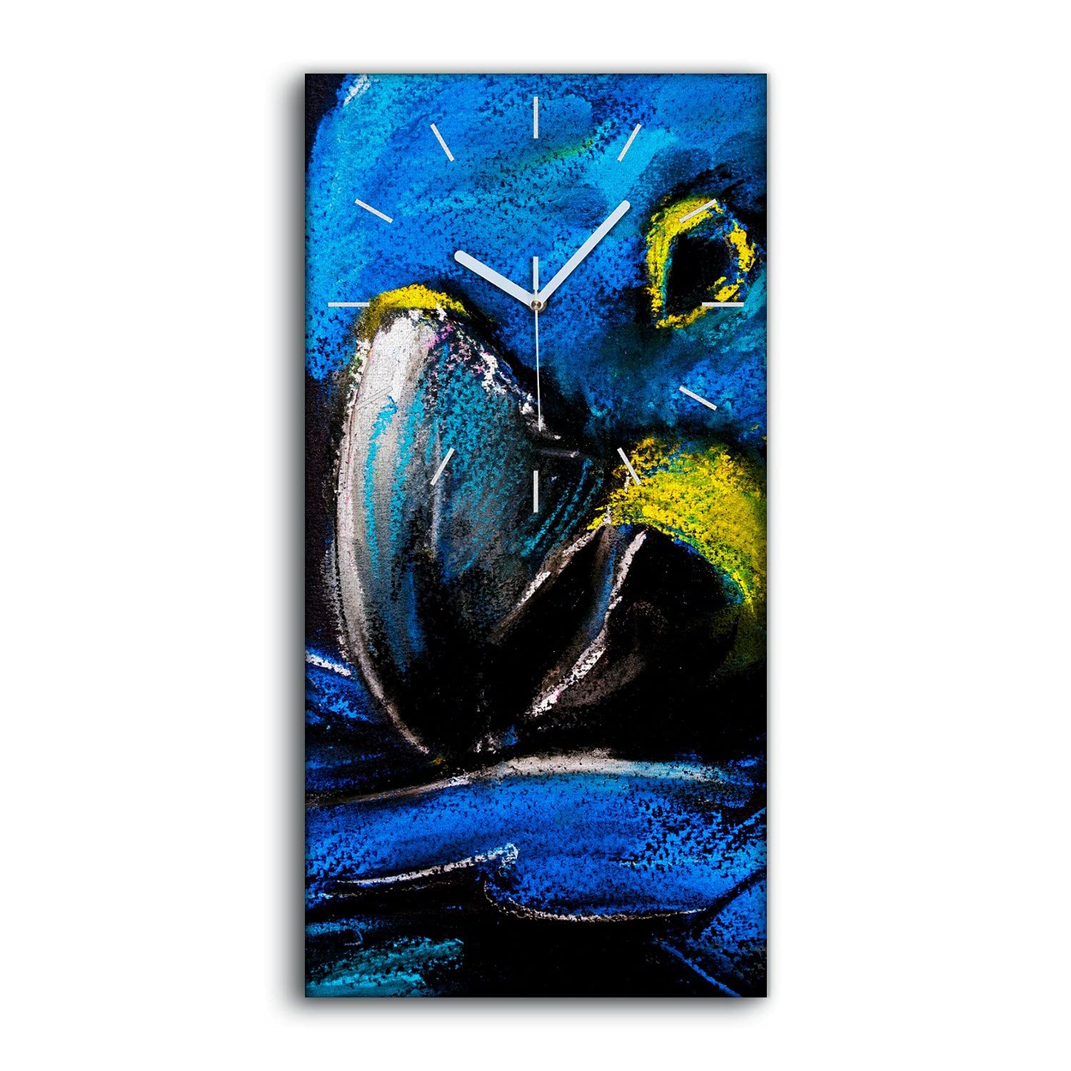 Horloge sur Toile Bleu Perroquet 30x60cm sans Tic-Tac pour Salon et Chambre