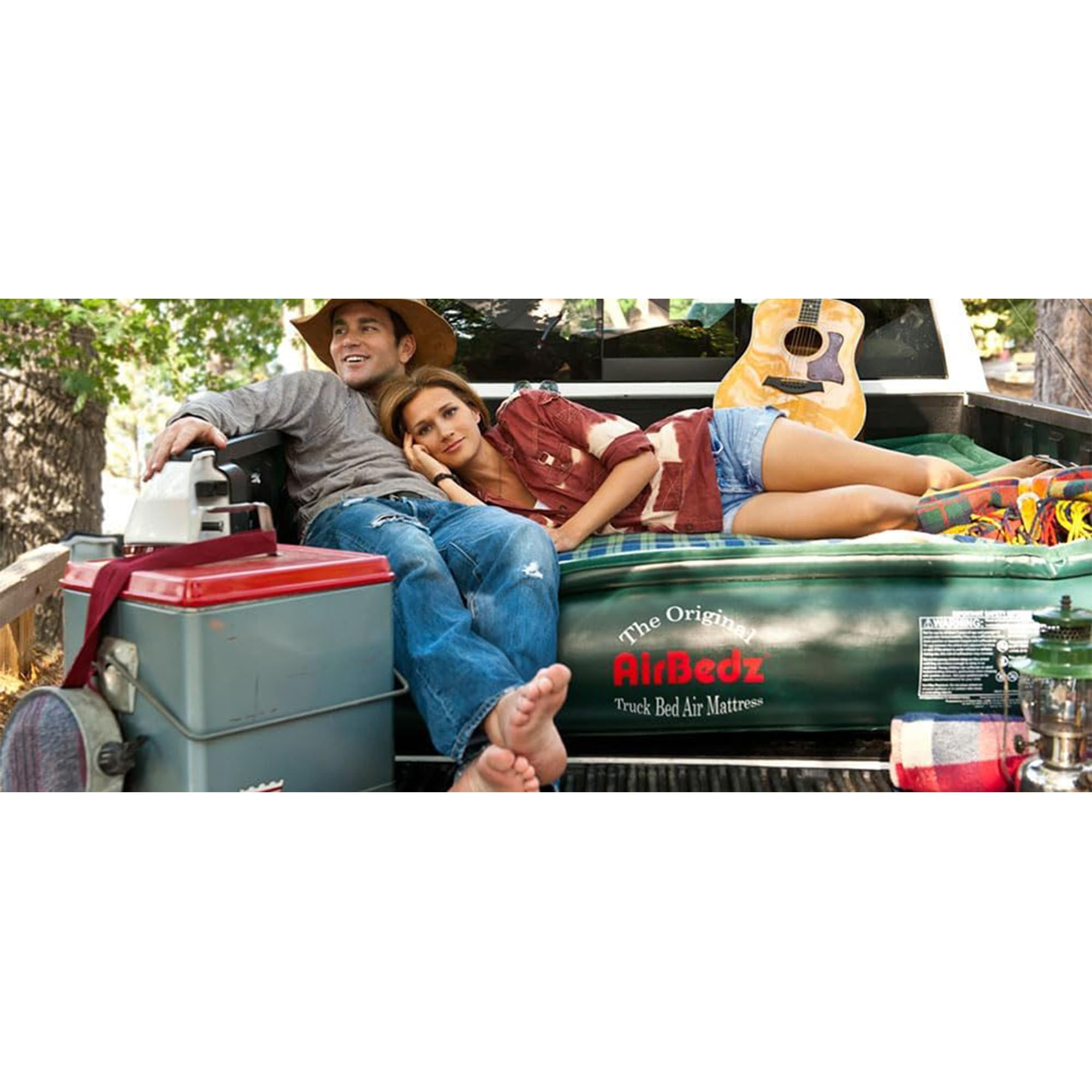 Pittman Outdoors AirBedz Lite PPI PV202C pełny rozmiar, krótki 15-16,5 cm materac dmuchany z pompką przewodową DC (180 x 150 cm napompowany), zielony, pełnowymiarowe łóżka