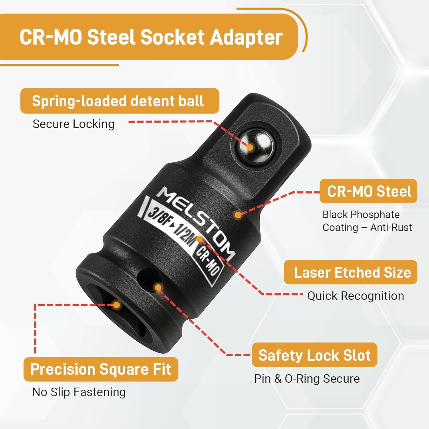 2 PCS 3/8" to 1/2" Impact Socket Adapter Set, 3/8" Drive Impact Driver Conversions for Impact Wrench, Breaker Bar, Ratchet Drive, Chrome Molybdenum Alloy Steel