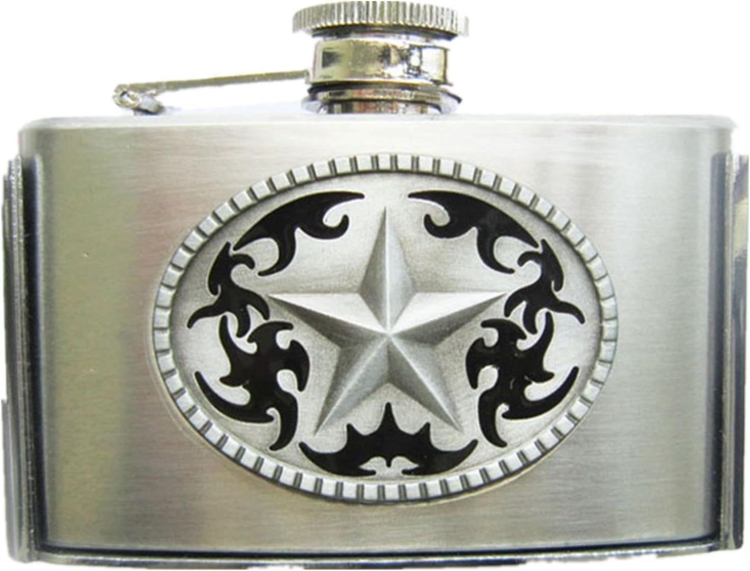 JEAN'S FRIEND Western Star Three Ounce Stainless Steel Flask Belt Buckle also Stock in the US