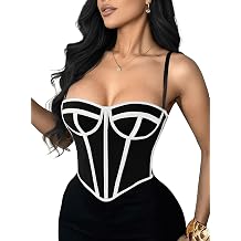 Women's Sexy Corset Top Y2K Bustier Crop Top Lace Up Back Boned Cami Adjustable Straps Going Out Clubwear