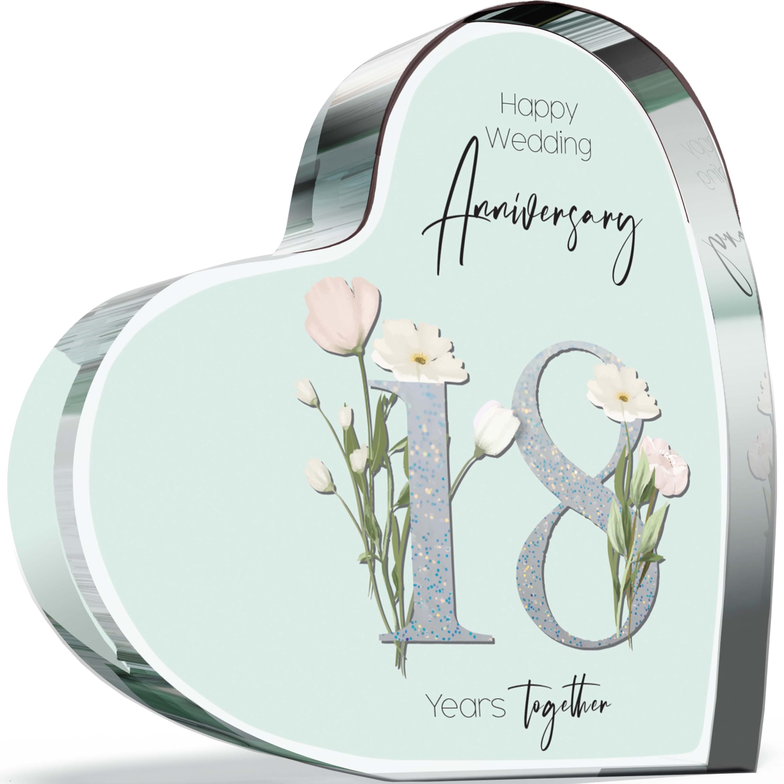18th Anniversary Acrylic Heart Plaque for Wife or Husband — image 1