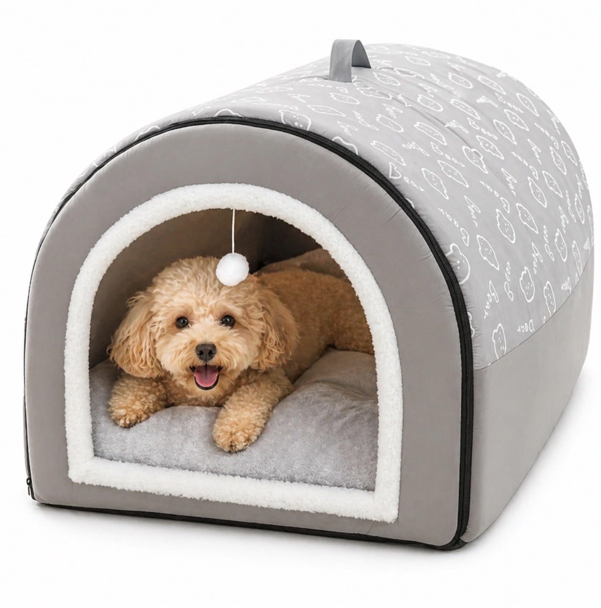 Hundehütte Hundehöhle Exklusives Haus Hund oder Katze | 2 Farben Komfortabel und Waschbar (Grau und Braub L)