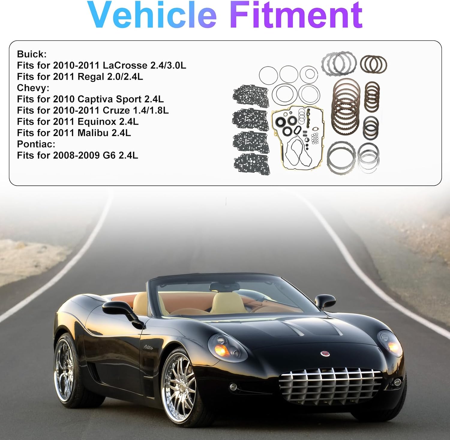 6T40E 6T45E Transmission Master Rebuild Kit w/Friction Plates Fits for Buick LaCrosse 10-11, Chevy Captiva Sport/Cruze/Equinox/Malibu 10-11, Pontiac G6 08-09 Replace OE 6T40E 6T45E