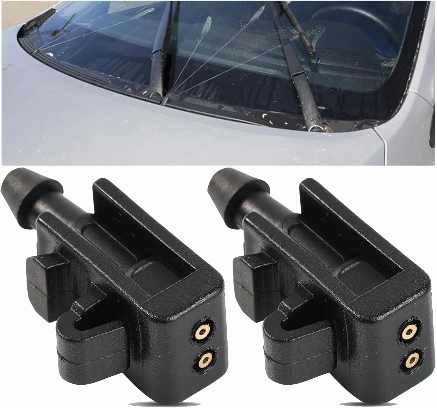 Compatible with Scenic MK2 2003 2004 2005 2006 2007 2008 2009 2Pcs Car Front Windshield Wiper Washer Nozzle Sprayer OEM 8200082347 Windshield Washer Nozzles