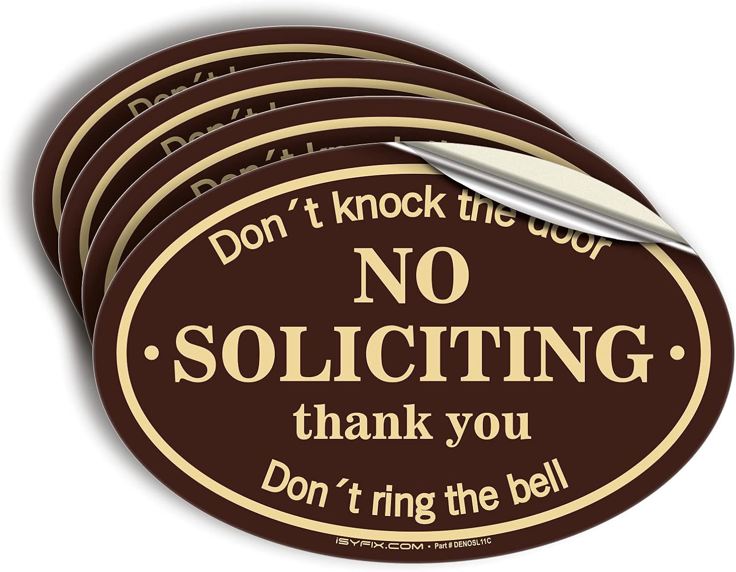 iSYFIX No Soliciting Sign Sticker for House, Home & Business - 4 Pack 7x4.6 inch - Premium Self-Adhesive Vinyl, Laminated for Ultimate UV, Weather, Scratch, Water and Fade Resistance, Indoor & Outdoor