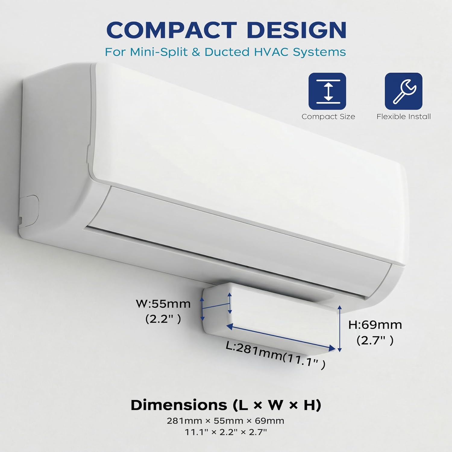HVAC Mini Split Condensate Pump, 20M High Lift, 100-240V, Ultra Quiet 16dB, Soft Start & Auto-Adjust Flow for Silence, Capacitive Sensor, Wall Mount AC Drain Unit