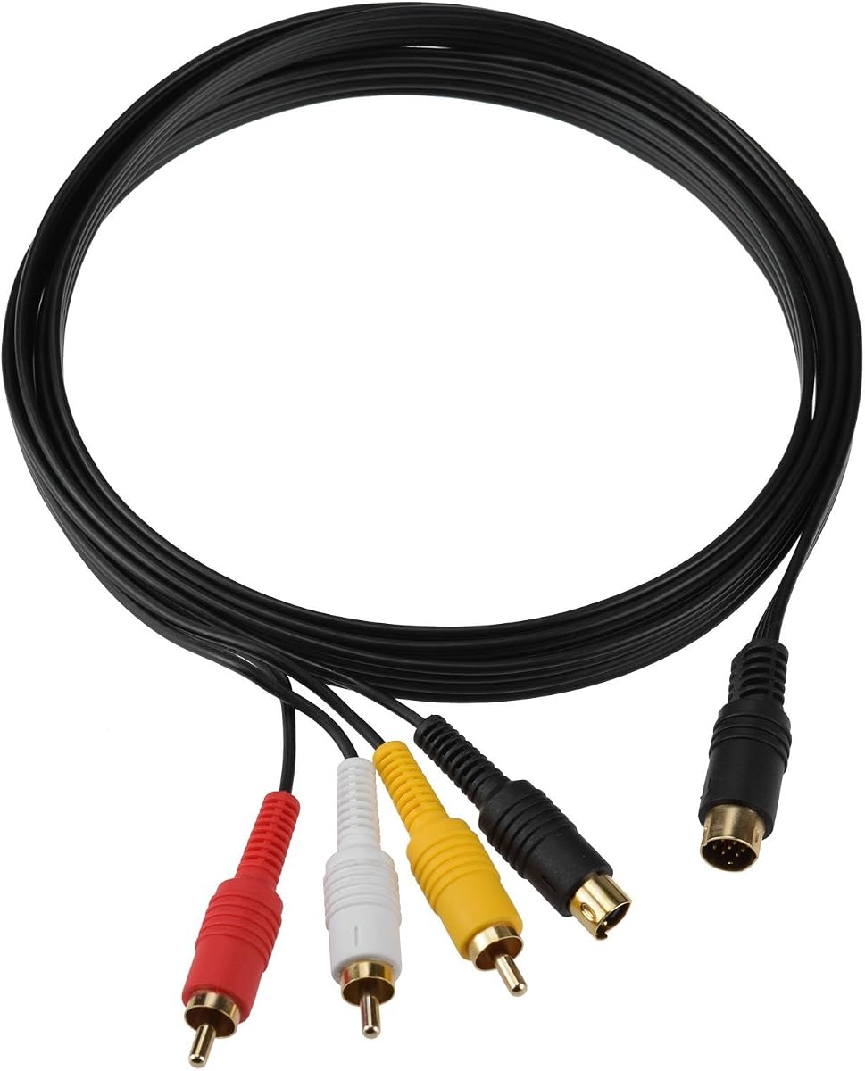 Mcbazel S-Video AV Cable for Sega Saturn - High Performance RCA Composite & S-Video Audio Video Cord Replacement, Compatible with Sega Saturn Console
