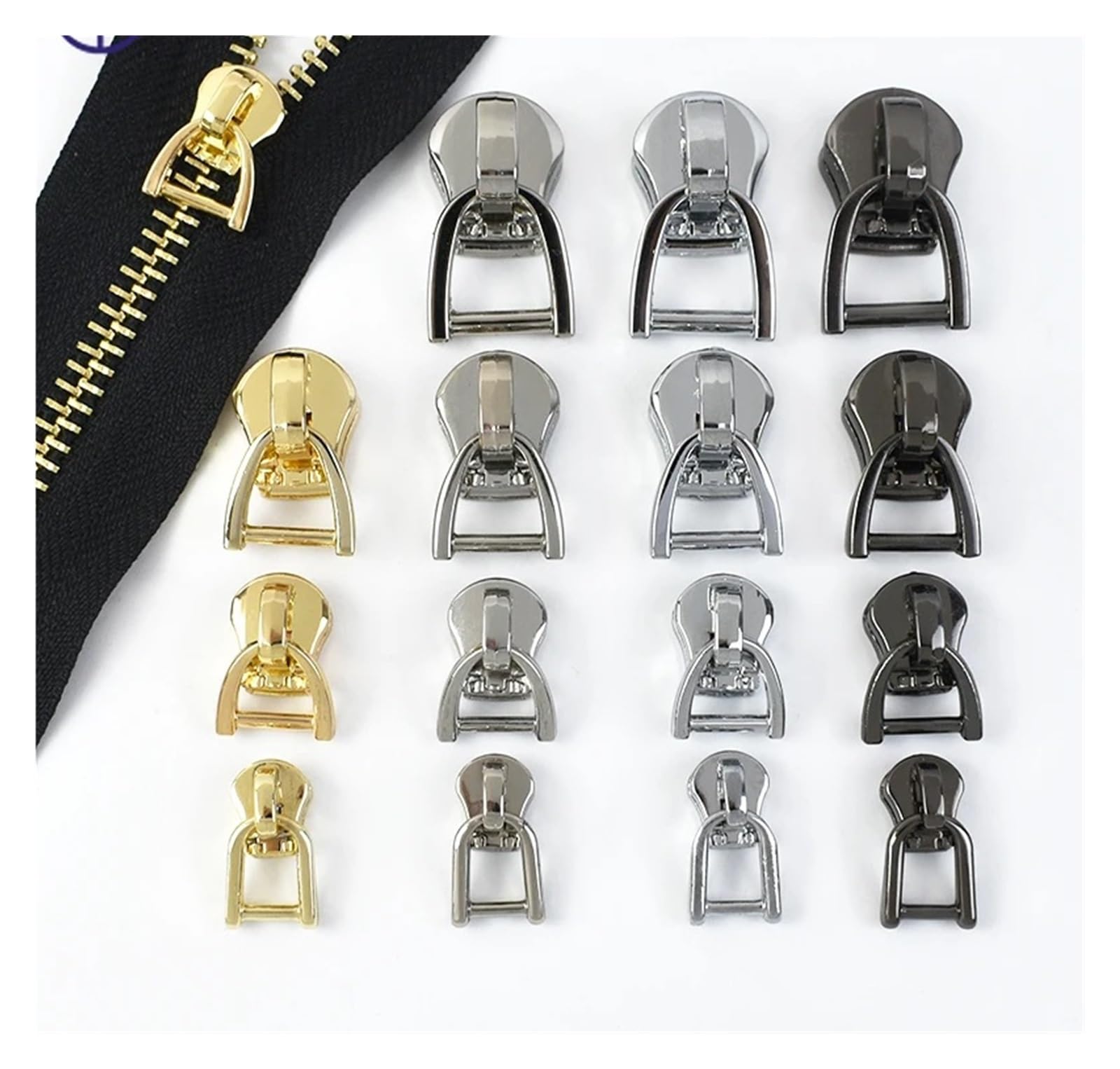 Deslizadores de Cremallera for Cremalleras de Metal, Kit de reparación de Ropa, Accesorios de Costura DIY, Anillo D 3#5#8#10#, 10-50 Uds.(Chrome,50PCS_NO8)