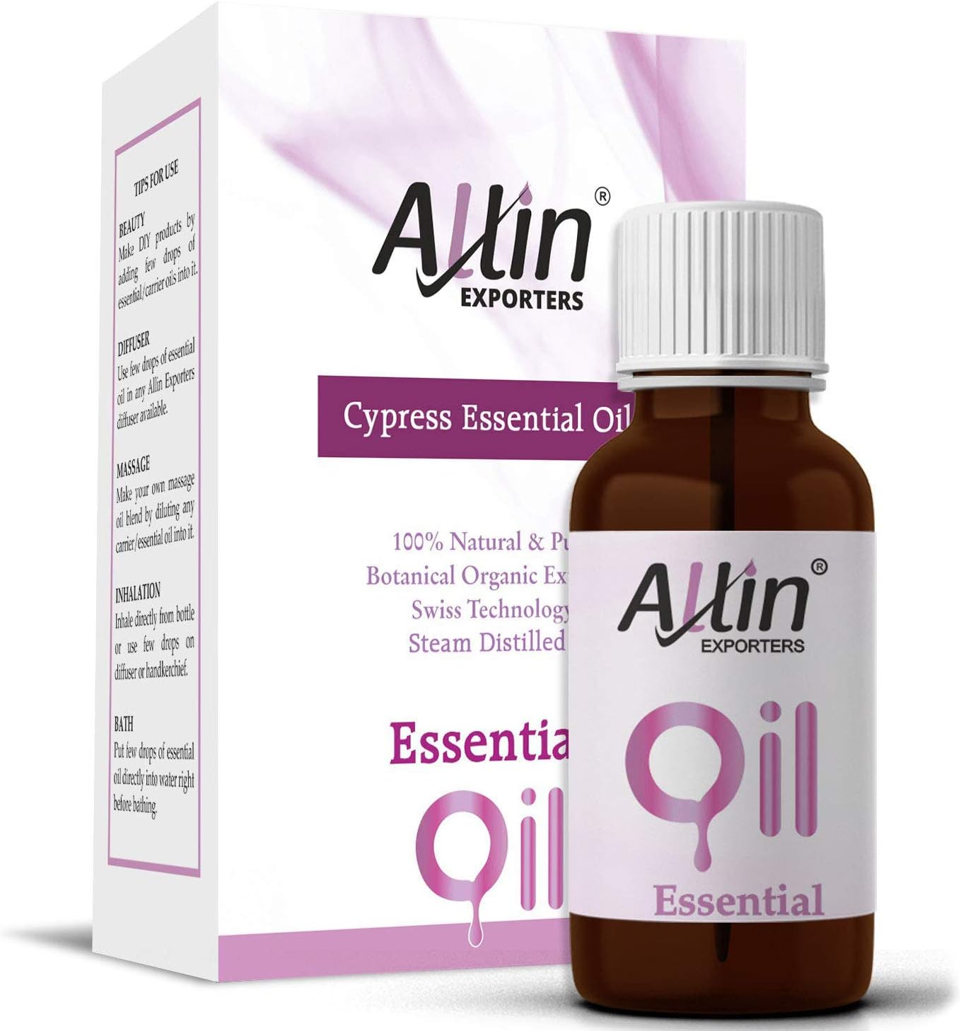 Allin Exporters Cypress Essential Oil Pure Natural, Undiluted Therapeutic Cypress Essential Oil for Skincare & Haircare Aromatherapy (15 ML)