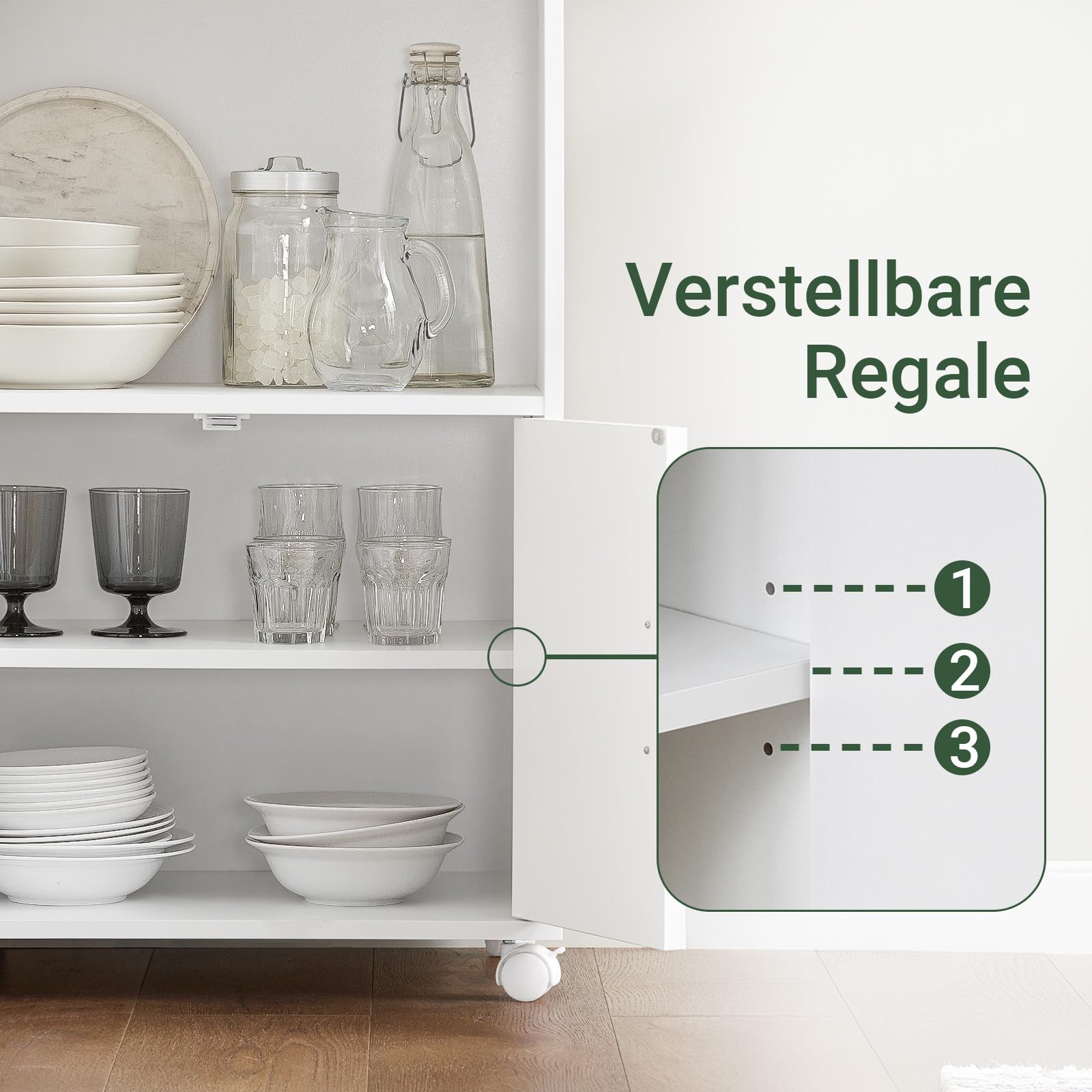 SoBuy Küchenwagen mit Arbeitsplatte Rollbarer Servierwagen mit Schublade Mikrowellenschrank auf Rollen Küchenschrank Rollwagen weiß für kleine Küchen, Büro oder Esszimmer 92x59x40cm FRG241-W