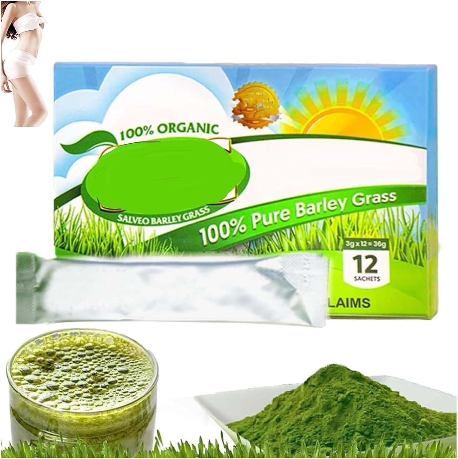 SBG Barley Grass, Barley Grass Powder, 100% Pure and Organic Sbg Barley Grass Juice Powder, Organic Barley Grass Juice Powder, Boost Your Health Naturally (1 Box)