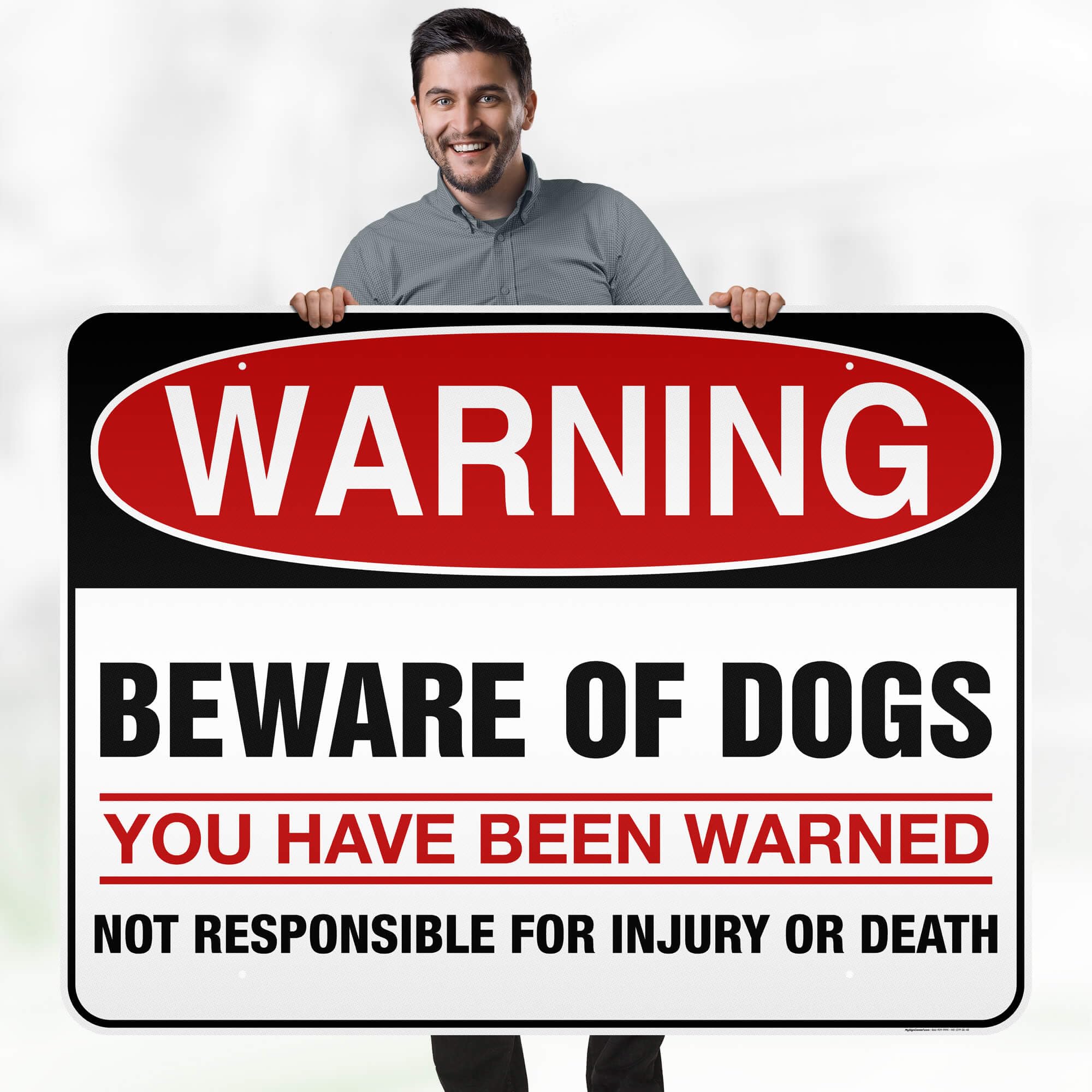 Beware Of Dog The Dog Will Bite Reflective Aluminum Sign 12 X 8 Inches Uv Protected Waterproof Weatherproof Fade Resistant 4 Pre Drilled Holes Home Safety