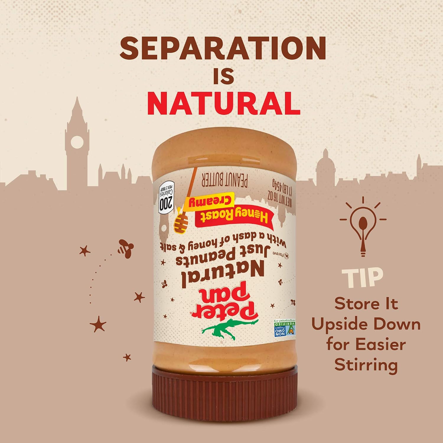 Peter Pan Peanut Butter Honey Creamy Natural, 16 Ounce