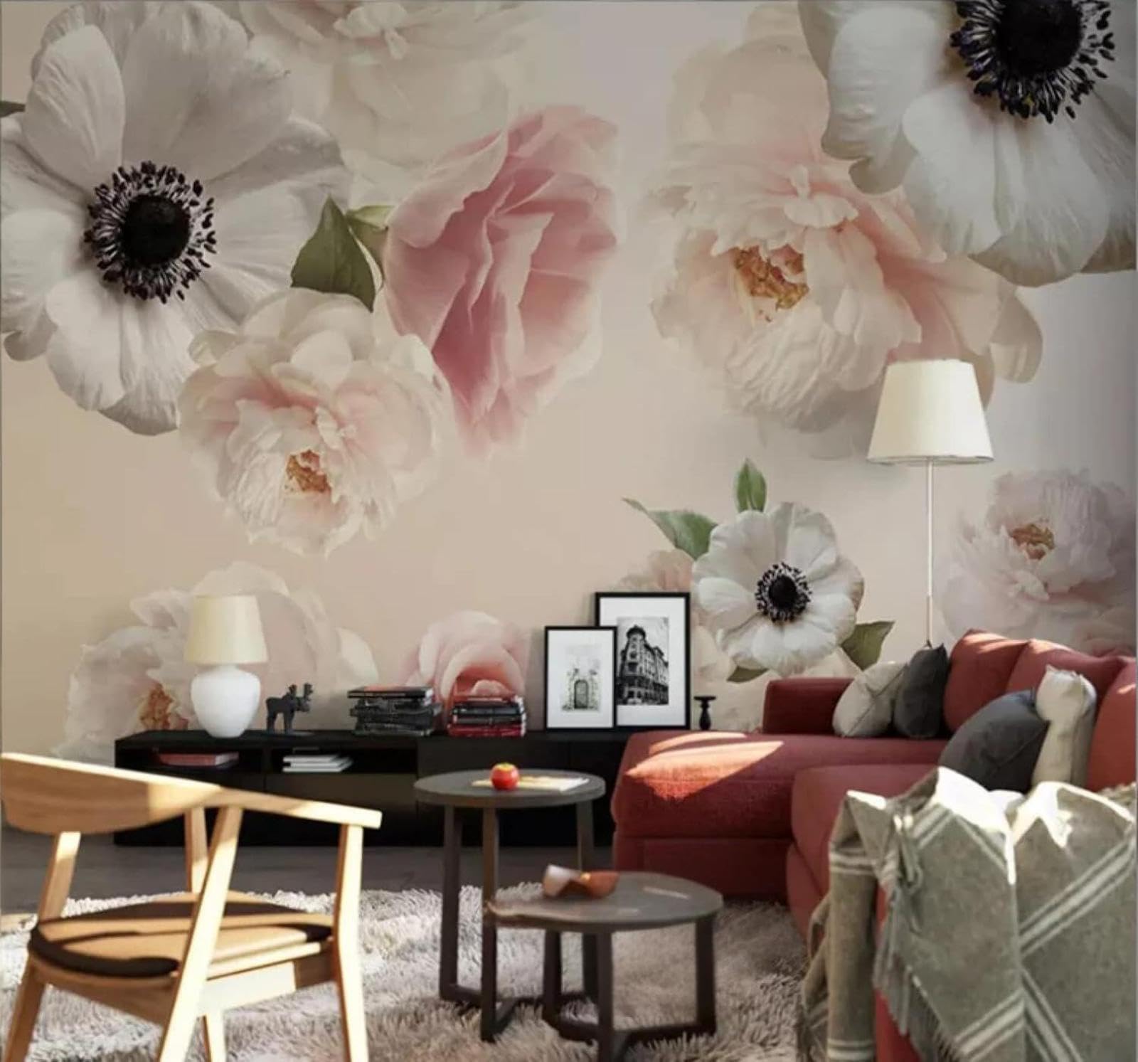 XLMING Romantic Three Dimensional Minimalist Beautiful Floral 3D Wallpaper Luxury Home Dining Decor Paste Sofa Living Room The Wall for Bedroom Mural-200cm×140cm