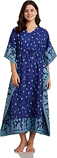 amazon brand - myx Women's Cotton Maxi Length Kaftan Nightdress |Casual | Loose Fit (Available in Plus Sizes)-picture-40