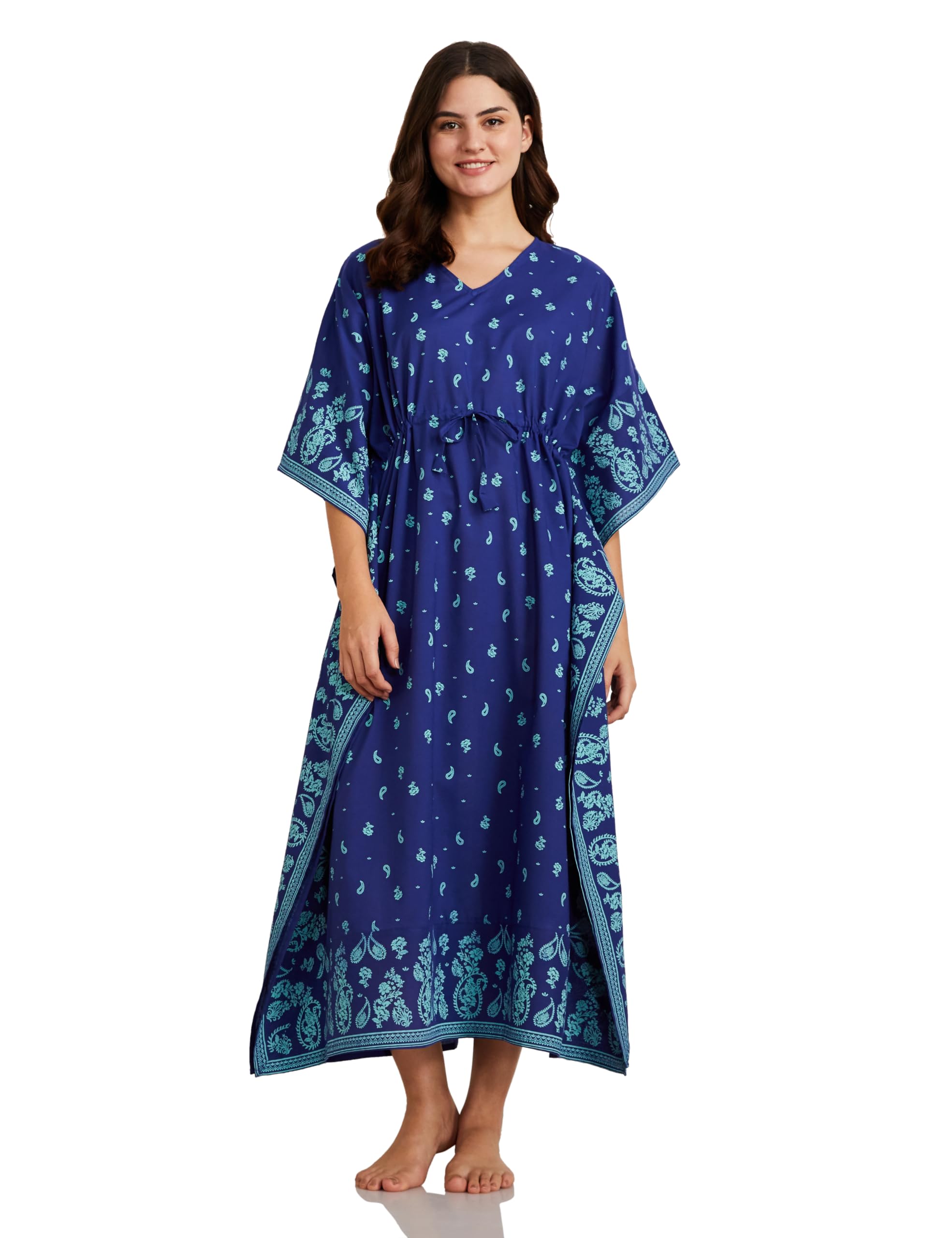 Women's Cotton Maxi Length Kaftan Nightdress |Casual | Loose Fit (Available in Plus Sizes)