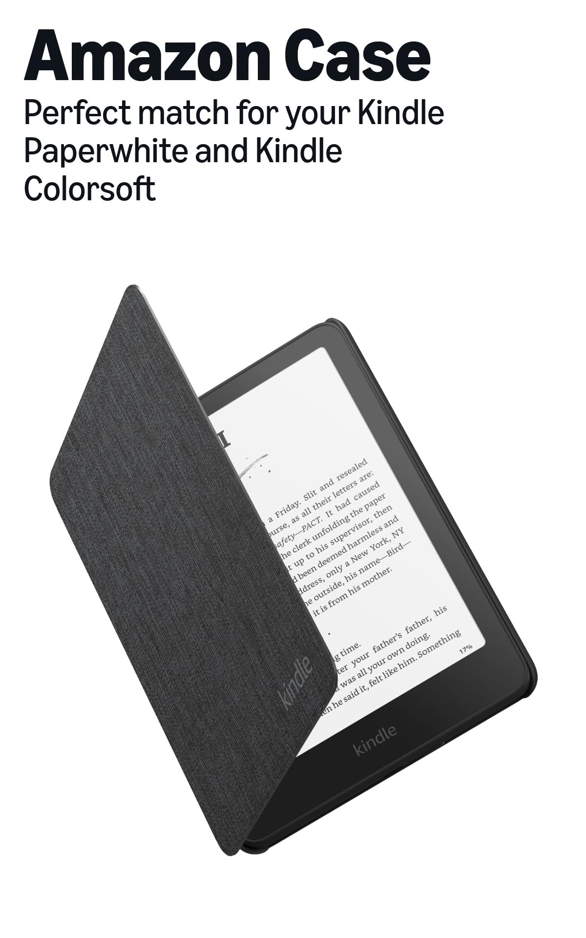 Amazon Kindle Paperwhite and Kindle Colorsoft Case, Lightweight and Water-Safe, Foldable Protective Cover - Fabric