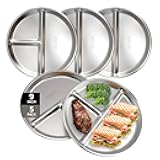IUMLXJO 304 Stainless Steel Divided Dinner Plates Set of 5, 9