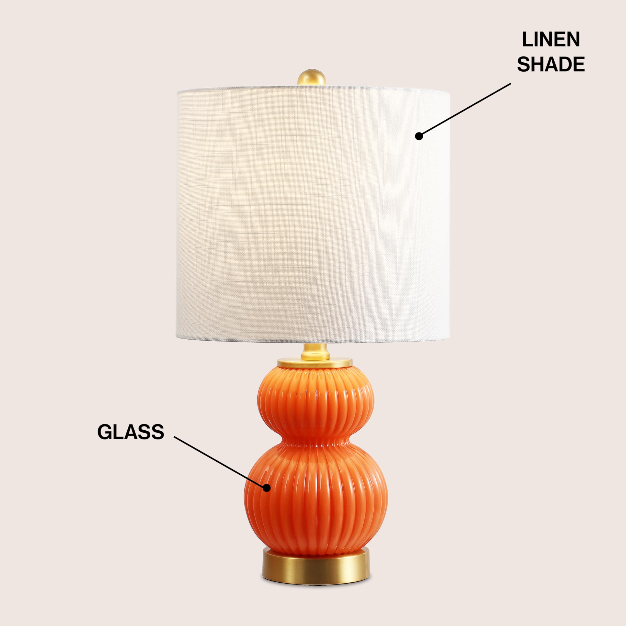 JONATHAN Y Daphne Ribbed Gourd Metal/Glass Table Lamp 20