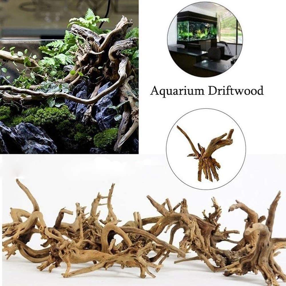 Orton Mini Driftwood per acquario, rami di legno naturale, decorazioni per acquario, tronco d'albero, legno, confezione da 10