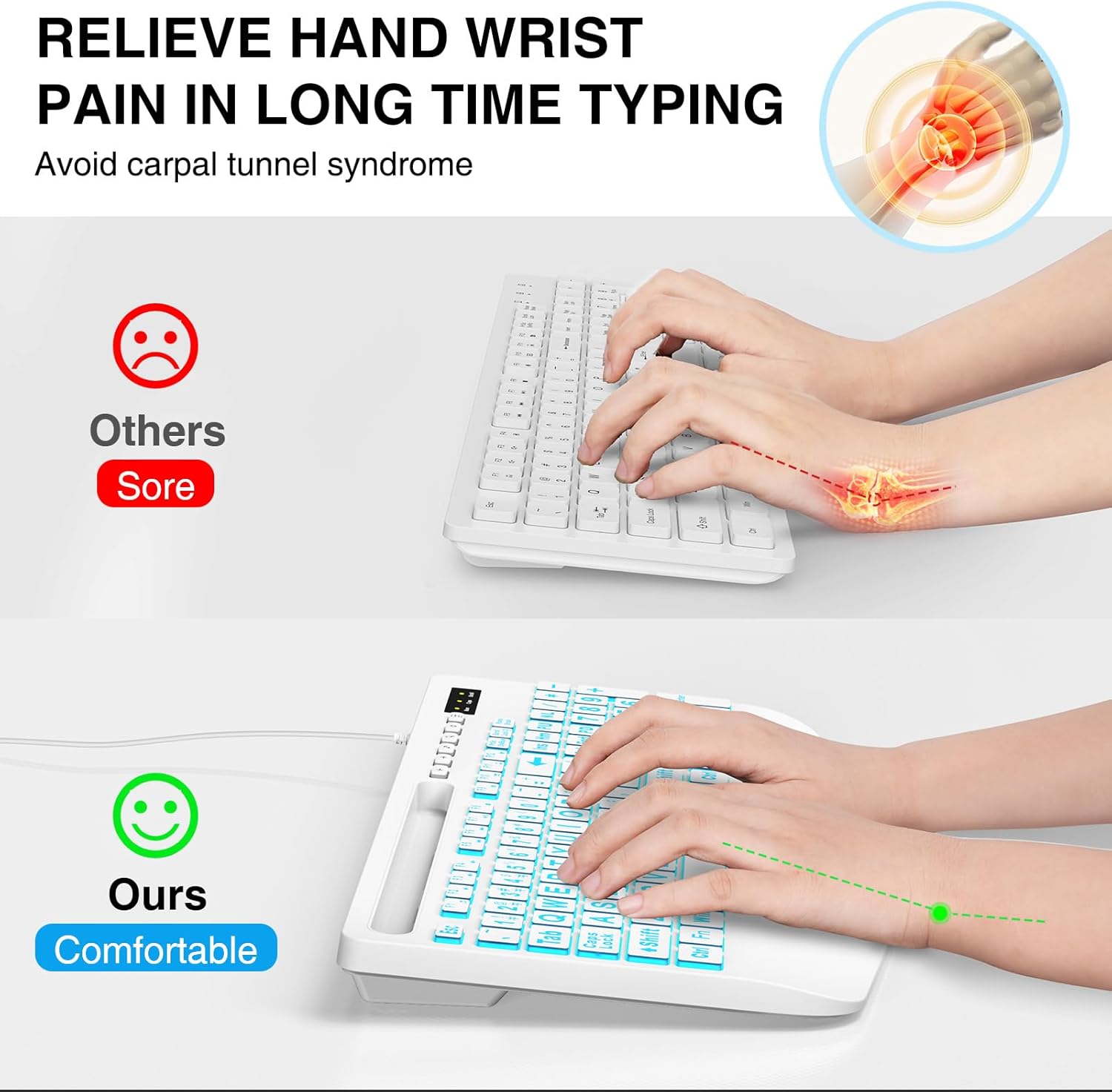 SABLUTE keyboard showcasing 7 different backlight colors.