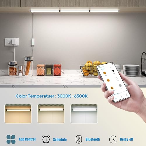 Miniatura 2 de Luces para debajo de Caibnet enchufables, 3 luces de 12 pulgadas para debajo de la encimera, funcionan con regulador de intensidad y control de