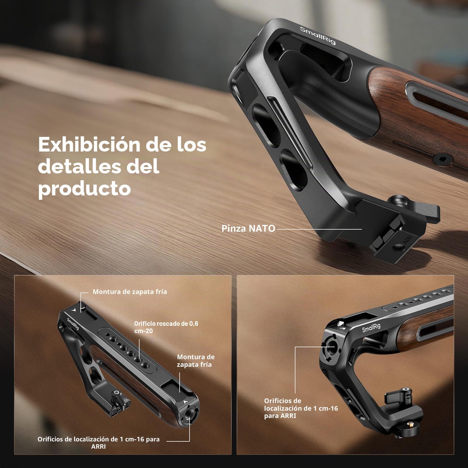 SMALLRIG Mango superior de madera con abrazadera OTAN 5251