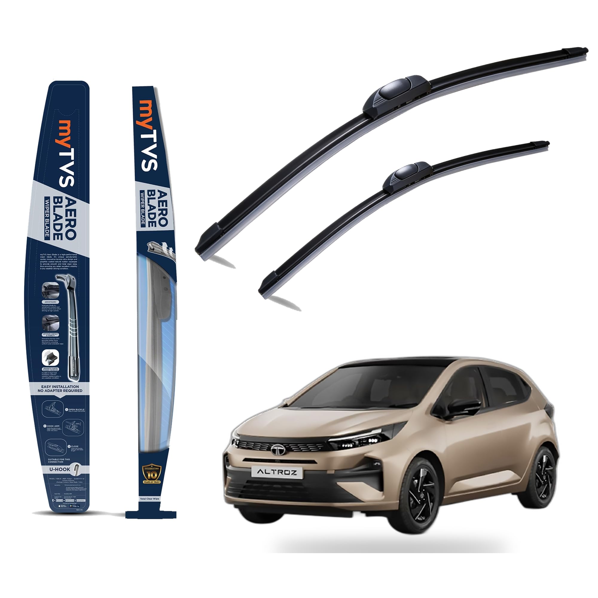 myTVS Frameless Car Wiper Blades for Tata Altroz | Set of 2 (24"+16")-image-31