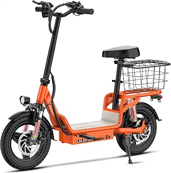 Electric Scooter, 30 Mph, Up to 30 Miles Range, 14" Tires, Dual Suspension & Braking, Folding E Scooter for Adults with Seat, 330lbs Max Load, E Scooter with Basket for Grocery