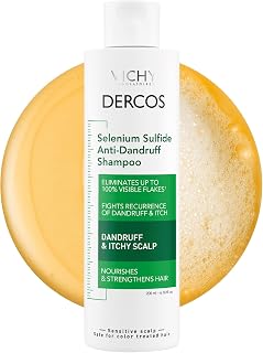 Vichy Dercos Dandruff Shampoo: Antifungal Itchy Scalp Relief, Selenium Sulfide Formula Like 2% Ketoconazole for Flaky Dry Scalp