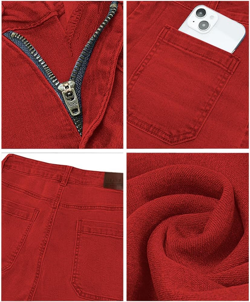 Women's Cropped Wide Leg Jeans Butterfly Elastic High Waisted Baggy Flared Jeans Trendy Stretchy Denim Pants - Image 5