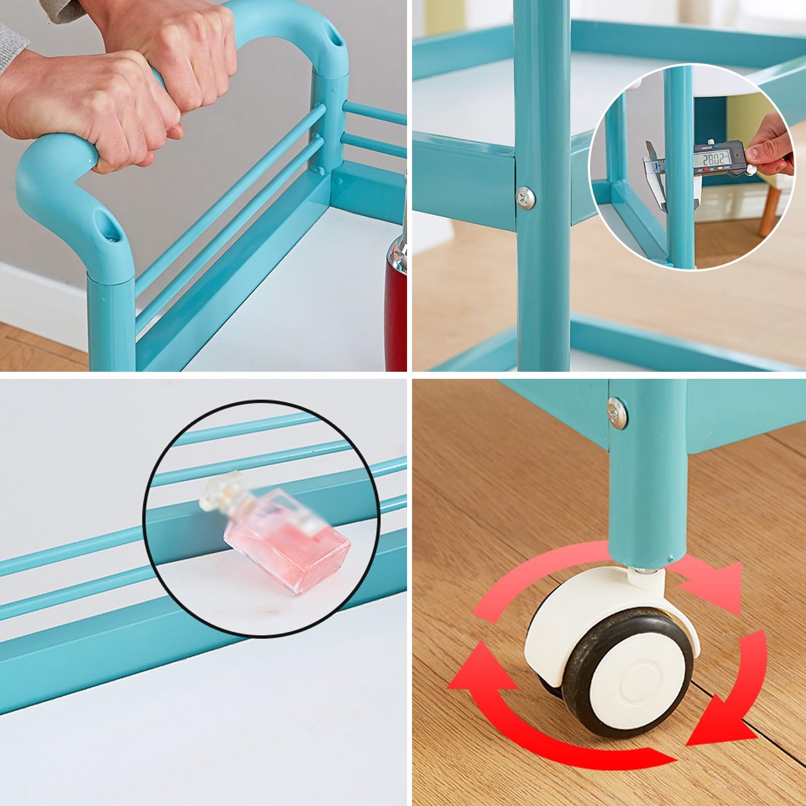 Carrello Estetista A 3 Livelli Carrello Rotante con Maniglia Carrello Parrucchiere con Cassetto Scorrevole E Cestino Portaoggetti Carrello Portaoggetti con Guida Superiore(Pink)