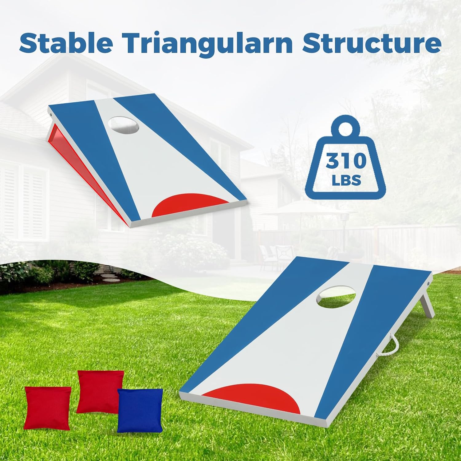 Goplus 3 x 2FT Cornhole Board Set, Portable Cornhole Boards w/Foldable Legs & Side Handle, 8 Bean Bags Included, Storage Bag, Toss Game Set for Kids Adults Family Backyard Lawn Outdoor Activities