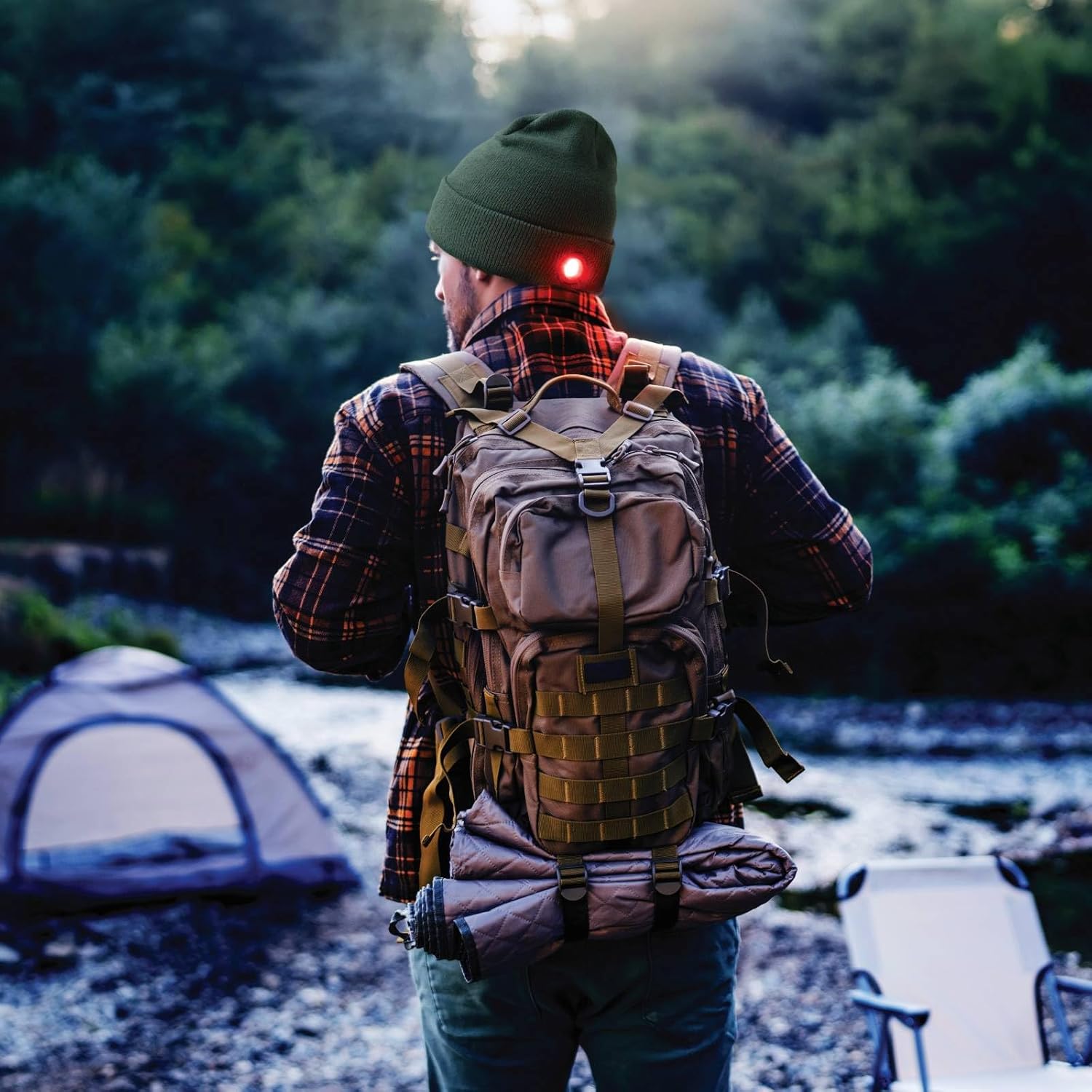 Night Watch Rechargeable LED Beanie with Additional Rear Safety Light - Image 4