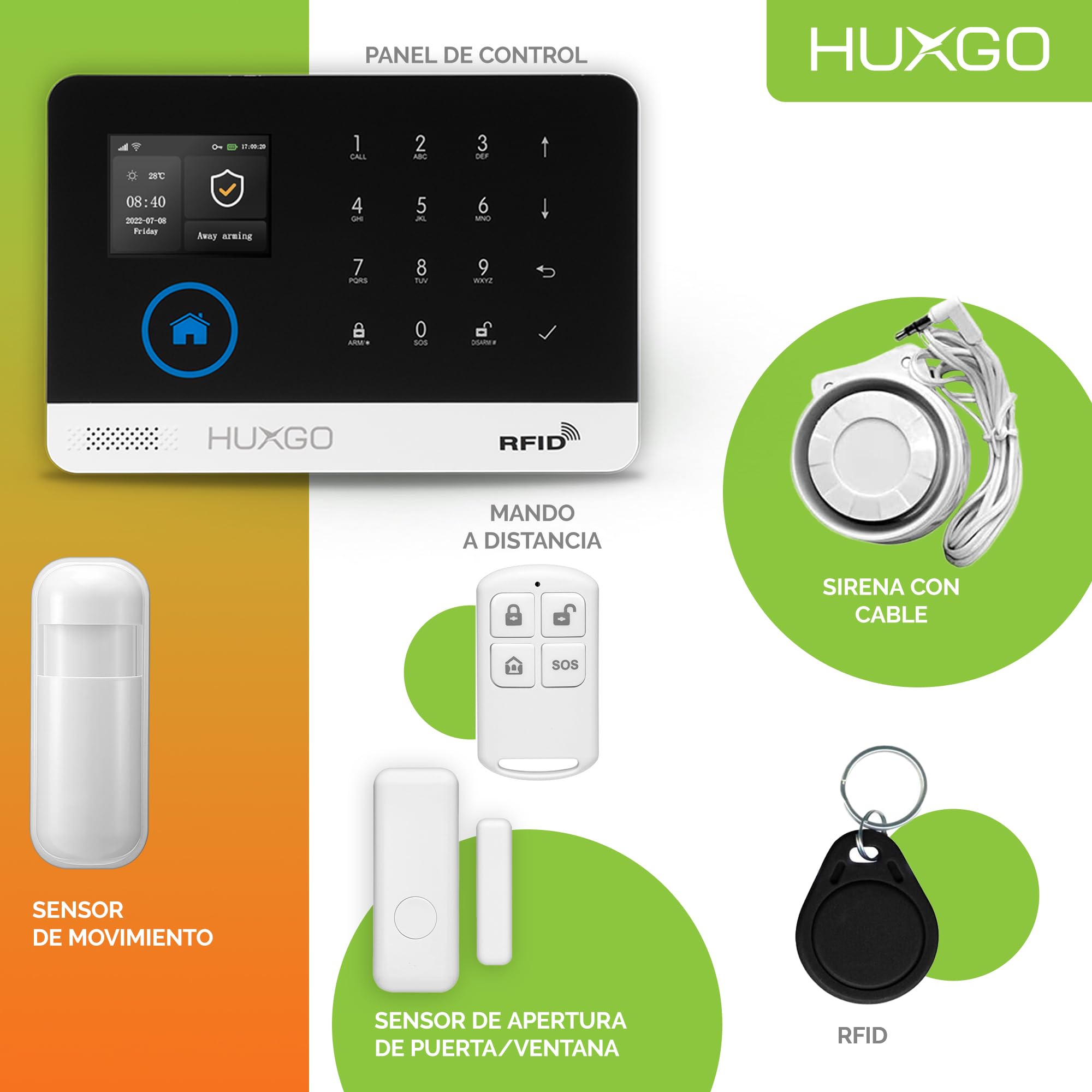 HXA003 Alarmas para casa hogar WiFi + gsm 4G con Sirena | Kit Alarma inalámbrico con 1x Sensor de Movimiento, 5X alarmas de Puerta/Ventana | Alarma Tuya Smart Life