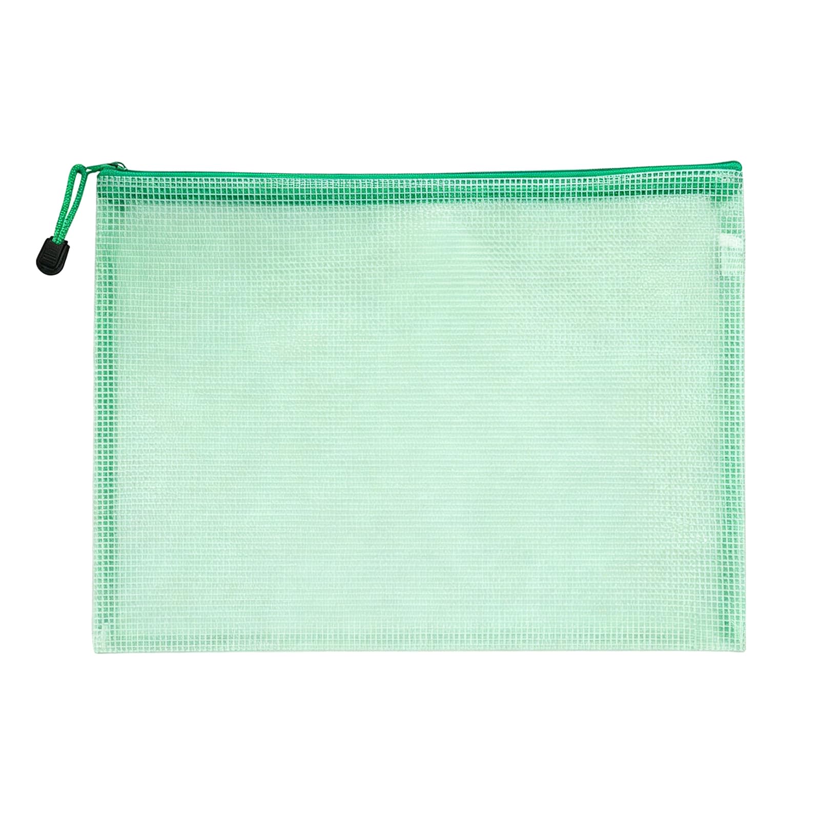 Unifizz Plastic Wallets Bill File Folder Document Mesh Zipper Bags Waterproof Zip Wallet Bag Office Stationery Storage Pouch Green