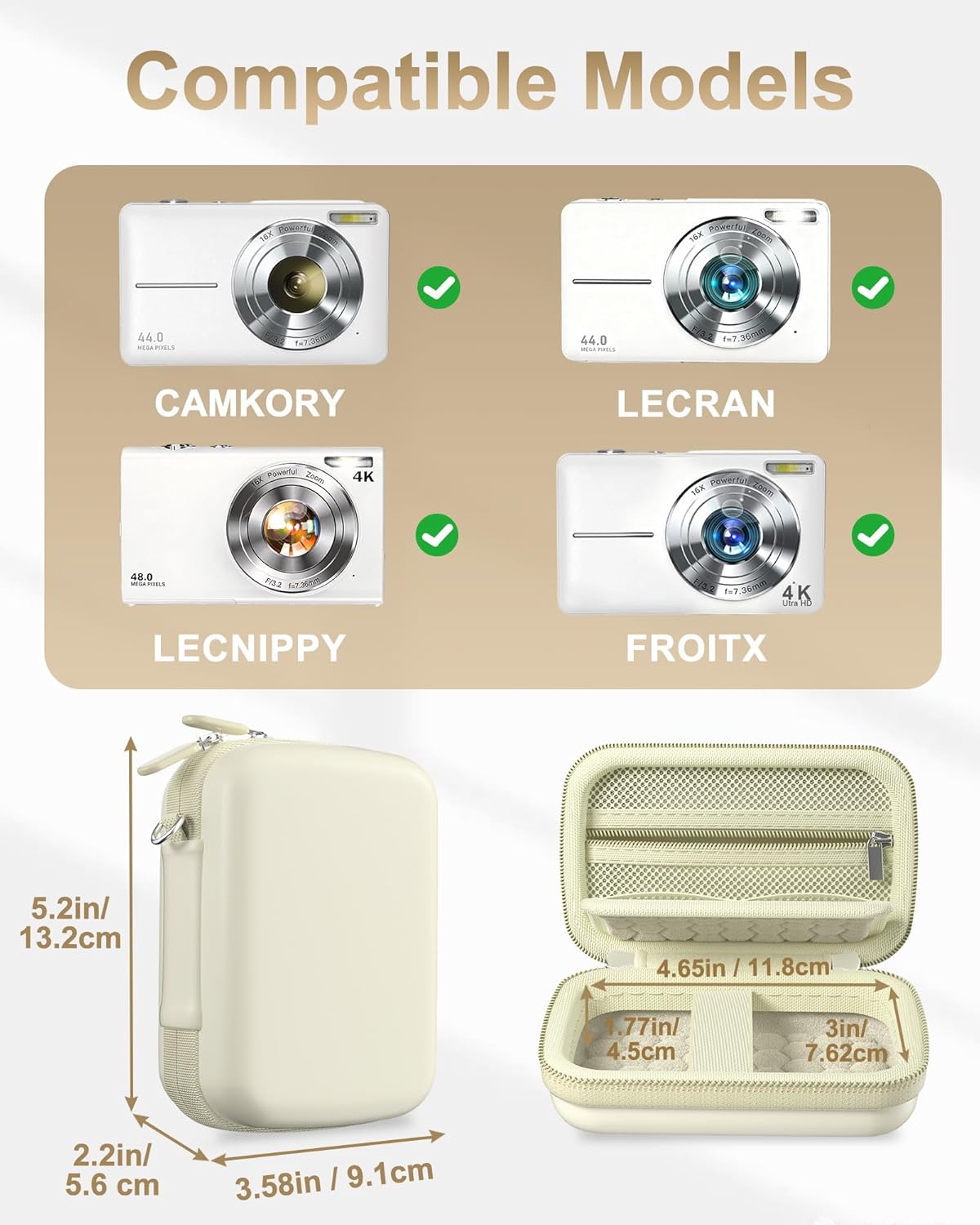 ProCase Hard Travel Electronic Organizer Case Bundle with Digital Camera Case for CAMKORY/Lecran/Lecnippy/Froitx/aycy/FJFJOPK/KODAK PIXPRO FZ55/FZ45 4K Vlogging Camera