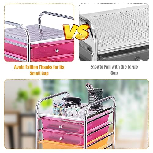 Miniatura 4 de Julimoon Carrito utilitario de 10 niveles con ruedas con cerradura, carrito móvil con 10 cajones, organizador de almacenamiento multiusos para