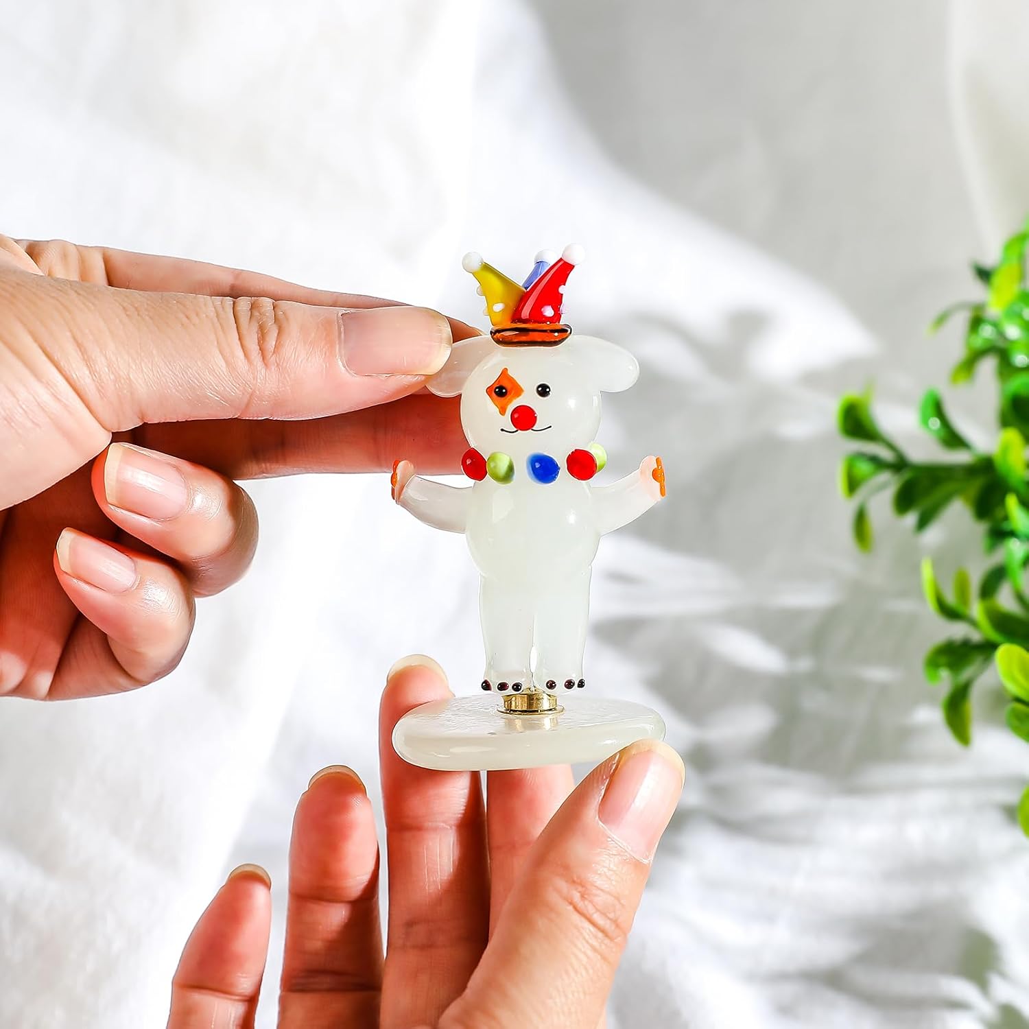 Glass Clown Figurines, Rotatable Ornaments, Car Accessories Decorative Statue Collectible Gift image 5