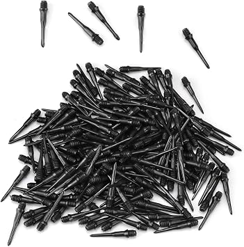 0XBIT Plastic Dart Tips, 200 Pieces Black Soft Tip Darts, Dart Tip Replacement Tips, Darts Set, Dart Accessories, Suitable for Electronic Targets