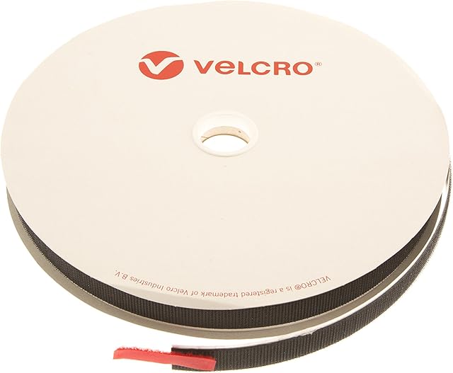 25mm VELCRO® Brand Black PS14 Self Adhesive - Hook 25m Roll