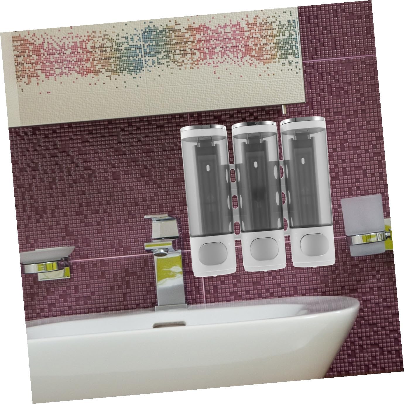 Wall Mounted 3-Chamber Soap Dispenser Manual Shower Liquid Soap Holder with Chrome Plated Finish for Bathroom Wall Mount Shampoo and Conditioner Storage