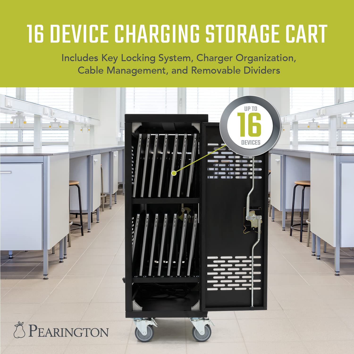 Pearington 16MINI01KD 16Device Classroom And Office Mobile Charging Storage