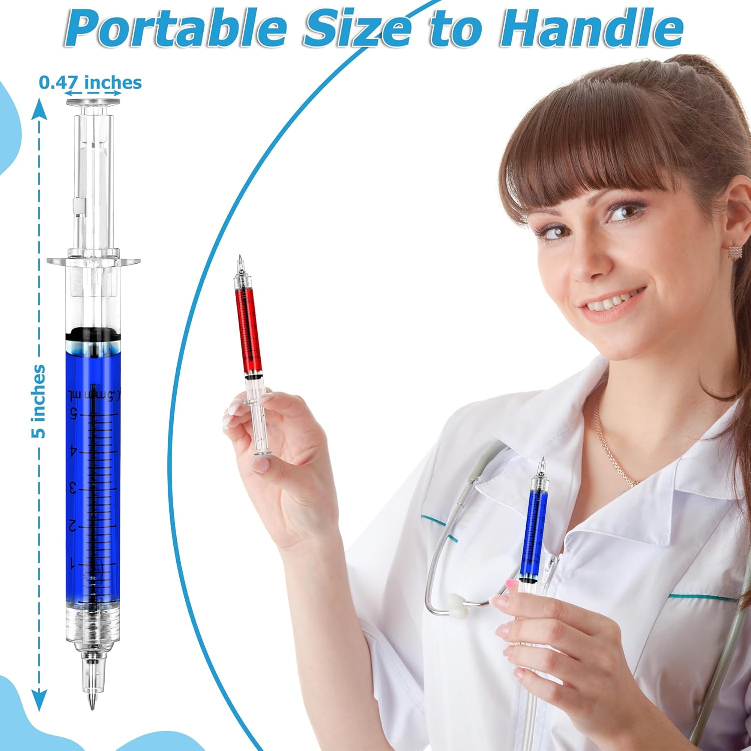 200 PCS Nurse Week Gifts Bulk, Unique Injection Pens for Nurses, Retractable Black Ink Nurse Pens, Funny Syringe Pens, Nursing Appreciation Gifts for Pharmacy Technician Student Party Favor