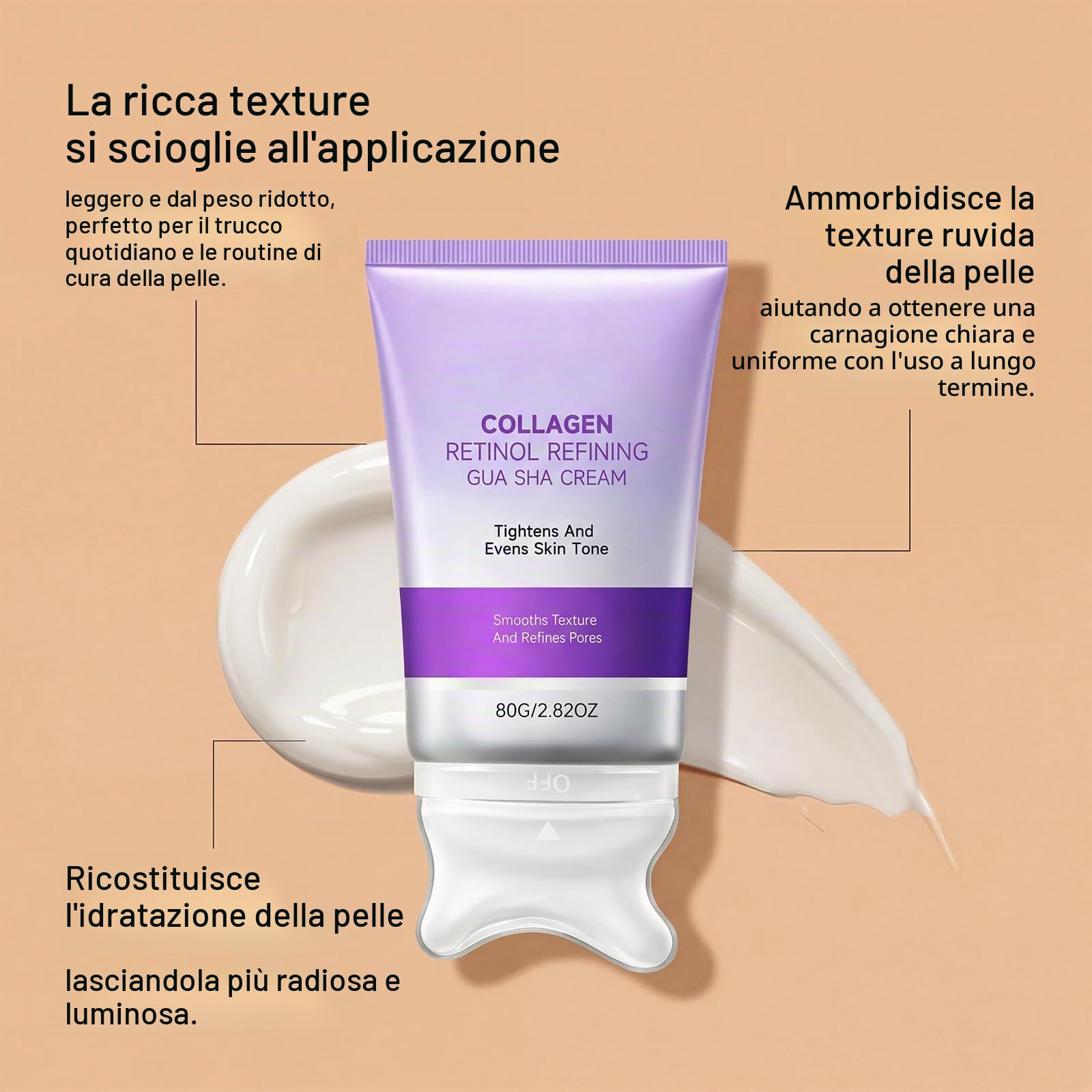 Crema Gua Sha con collagene e retinolo, per rassodare e rassodare il collo, anti-invecchiamento, idratante, rassodante e levigante per viso e collo, cura quotidiana (1)