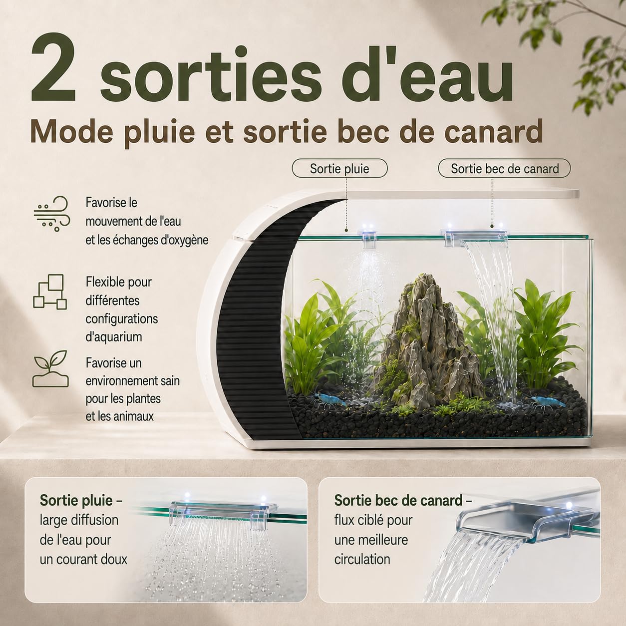 Aquarium de 5 gallons, avec éclairage LED et pompe à eau, capacité pour poissons d'ornement, crabes, plantes, idéal pour salon, chambre à coucher, bureau, décoration