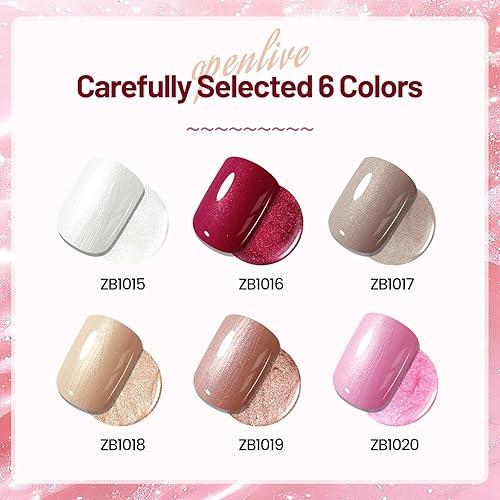 Miniatura 2 de Juego de esmaltes de uñas con purpurina de 0.3 fl oz, 6 colores con purpurina, rojo, rosa, blanco, juego de esmalte de uñas para arte de uñas